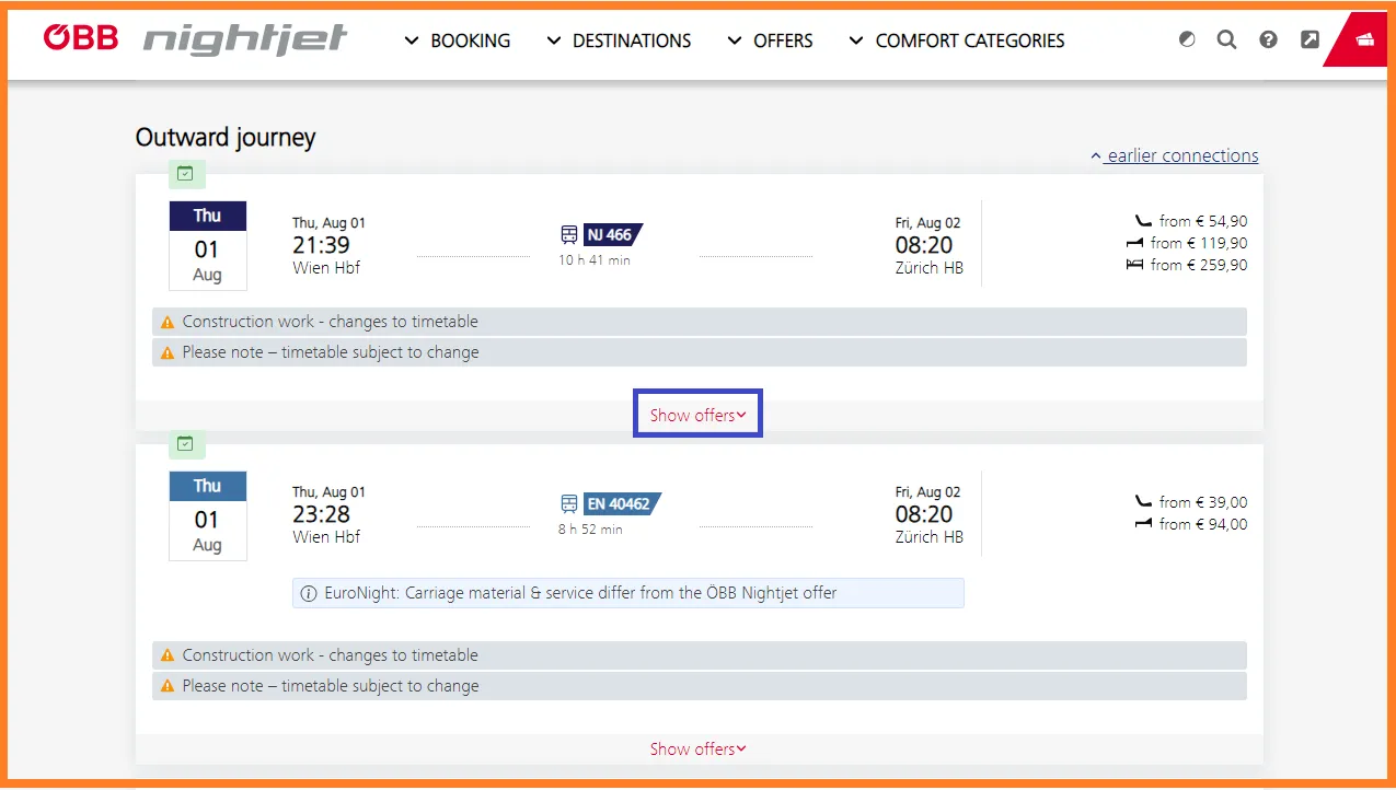 ÖBB Nightjet買票教學