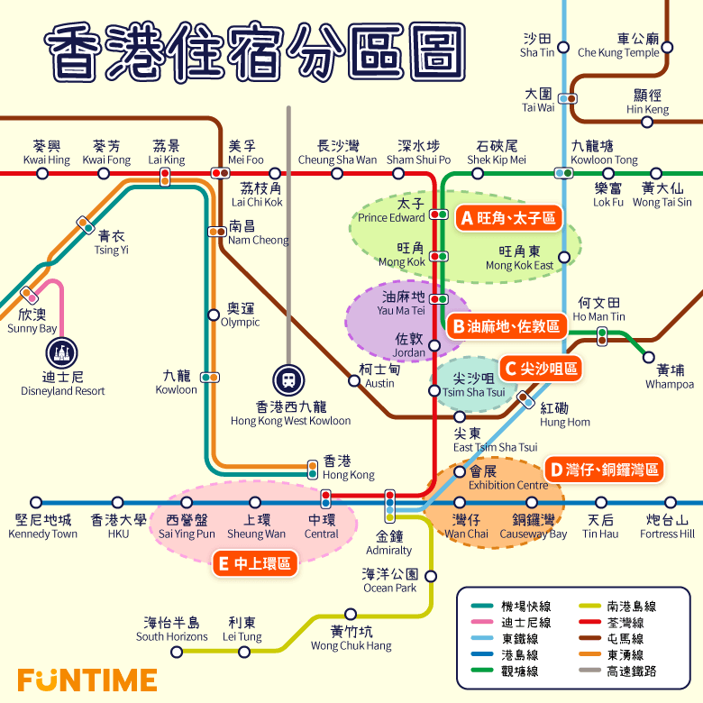 香港住宿分區圖