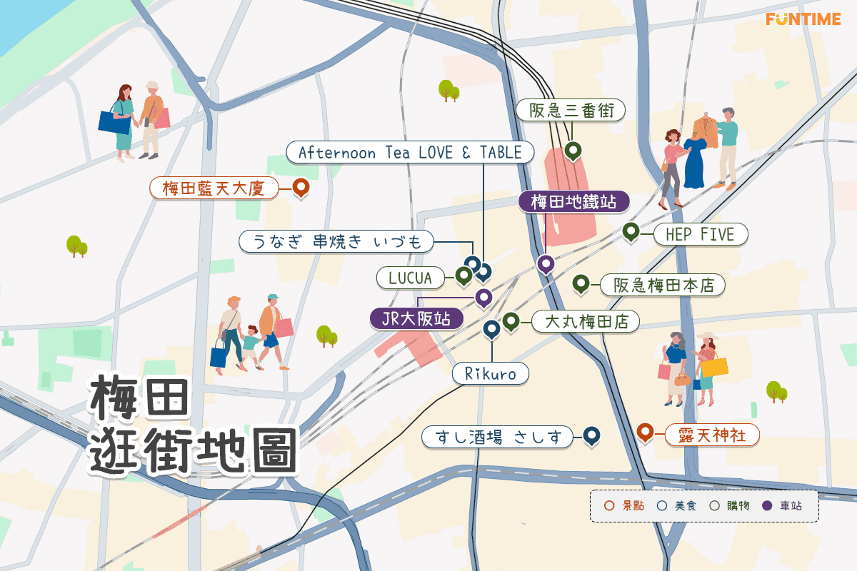 大阪梅田逛街地圖