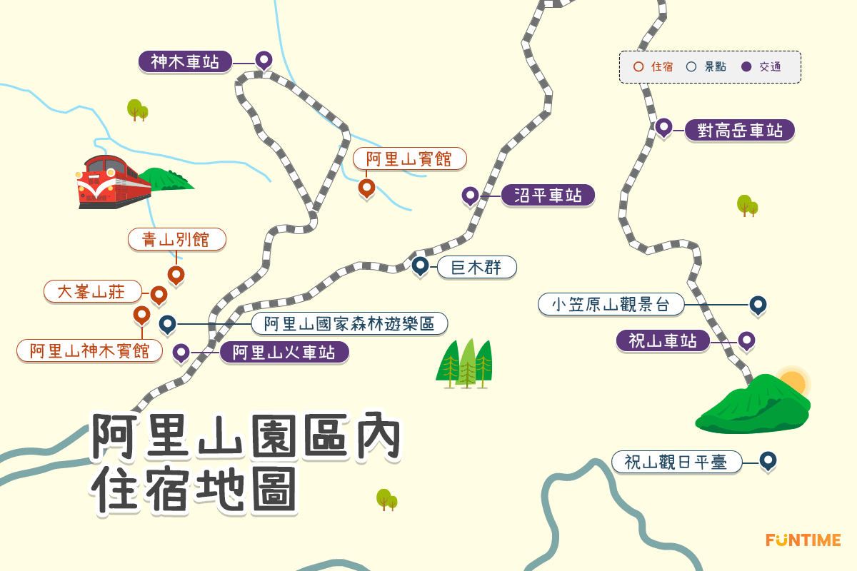 阿里山園區內住宿地圖